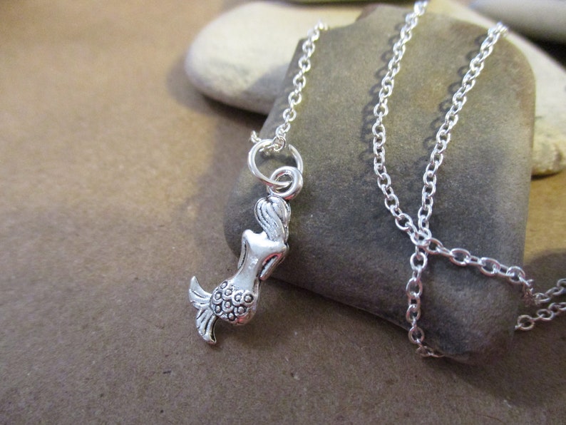 Tiny 925 Sterling Silver Mermaid Necklace Dainty Delicate Necklace Beach Jewelry Minimalist Necklace Mermaid Jewelry Simple image 1