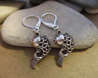 Goldfish Earrings | Fish Earrings | Silver Fish Charms | Nautical Jewelry | Beach Jewelry | Goldfish Charms | Pez | Fisk | Koi Earrings