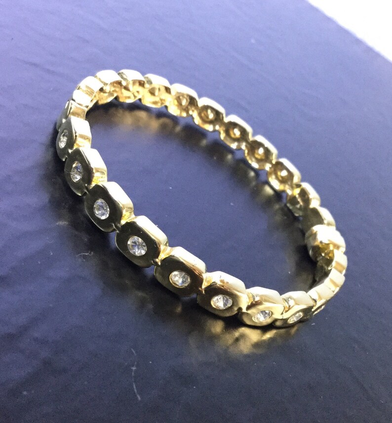 Gold plated rhinestone bangle