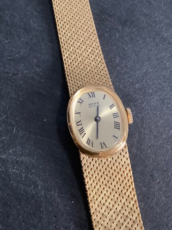 Ladies Vintage EMKA Wrist Watch Gold Plated Etsy