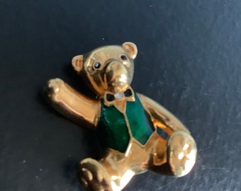 Cabouchon teddy bear brooch