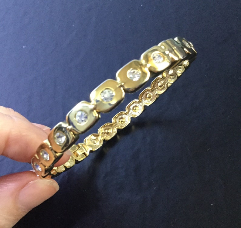 Gold plated rhinestone bangle
