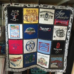 handmade t-shirt quilt, custom memory quilt, personalized clothing quilt, tshirt blanket image 7
