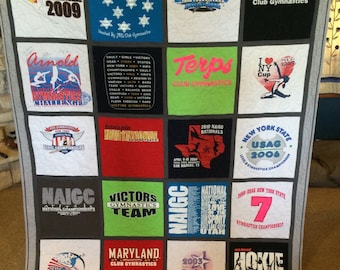 handmade t-shirt quilt, custom memory quilt, personalized clothing quilt, tshirt blanket