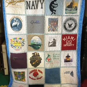 Tee Shirt Quilt Memory Quilt Out of T Shirts Tshirt Quilt Blanket Custom Throw Blanket Personalized Throw Create Your Own Blanket image 4