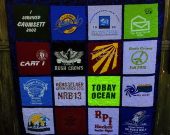 Tee Shirt Quilt - t shirt blanket - memory - baby clothes - graduation - high school - college - sorority - fraternity - free shipping