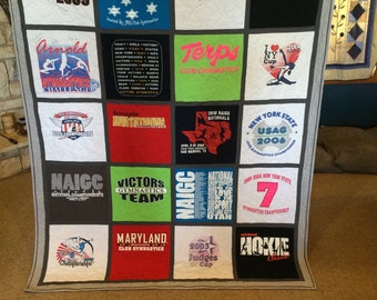 T shirt quilt - tee shirt blanket - memory - graduation - high school - college - sorority - fraternity - Free Shipping