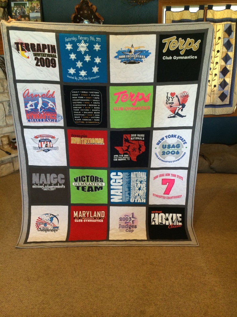 T shirt quilt tee shirt blanket memory graduation high school college sorority fraternity Free Shipping image 1