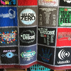 Tshirt quilt. Memory keepsake t-shirt quilts made from tee shirts. Different sizes available.