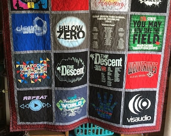 Tshirt quilt. Memory keepsake t-shirt quilts made from tee shirts. Different sizes available.