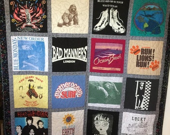 T shirt quilt - tee shirt blanket - memory - graduation - high school - college - sorority - fraternity - Free Shipping