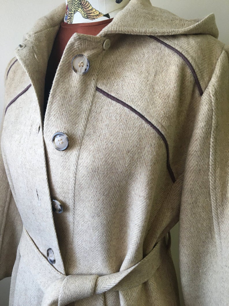 Vintage Hooded Winter Coat Sears Junior Bazaar Belted Etsy