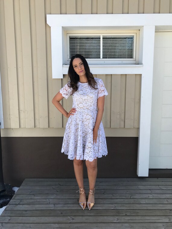 White Lace Short Wedding Dress Lace Wedding Dress Short Etsy