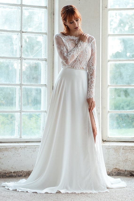 long sleeve lace wedding top