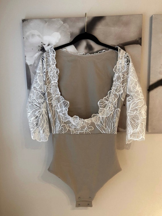 Lace wedding bodysuit open back wedding bodysuit long sleeve | Etsy