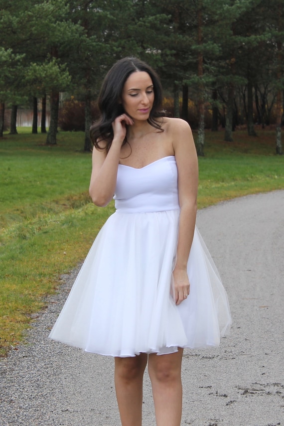 white dress with tulle skirt