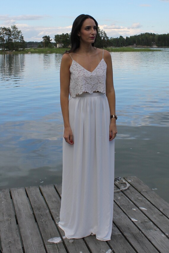 Two Piece Wedding Dress Bridal Crop Top Wedding Top And Etsy