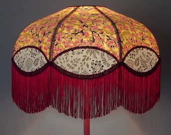 Japanese paper dome lampshade with fringe "Tina".