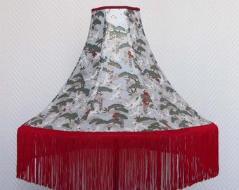 Japanese paper pagoda lampshade with "Asia" fringe.