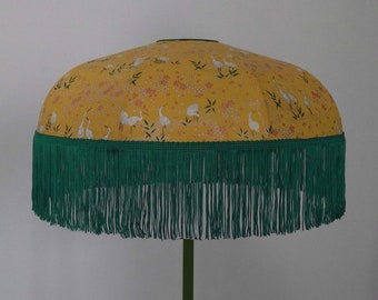 Japanese paper dome lampshade with fringe "Maya".