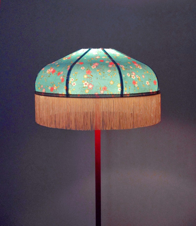 Retro lampshade in Japanese paper with fringe Mila or Kira, made to order. Mila