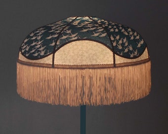 Retro Japanese paper lampshade with fringe "Dalila".