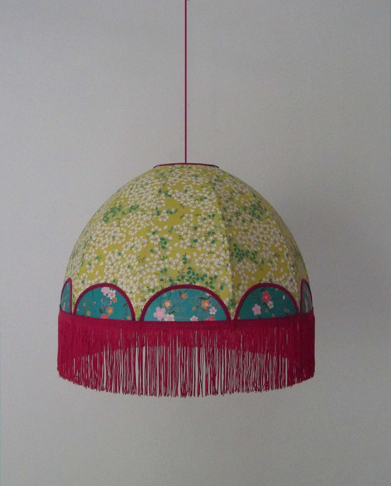 Dome-shaped suspension in Japanese paper with fringe Paula. image 6