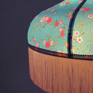 Retro lampshade in Japanese paper with fringe Mila or Kira, made to order. image 4