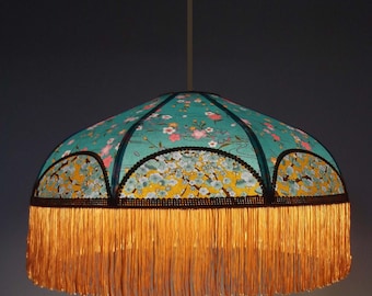 Japanese paper lampshade with fringe &quot;Anora&quot;. ON ORDER.