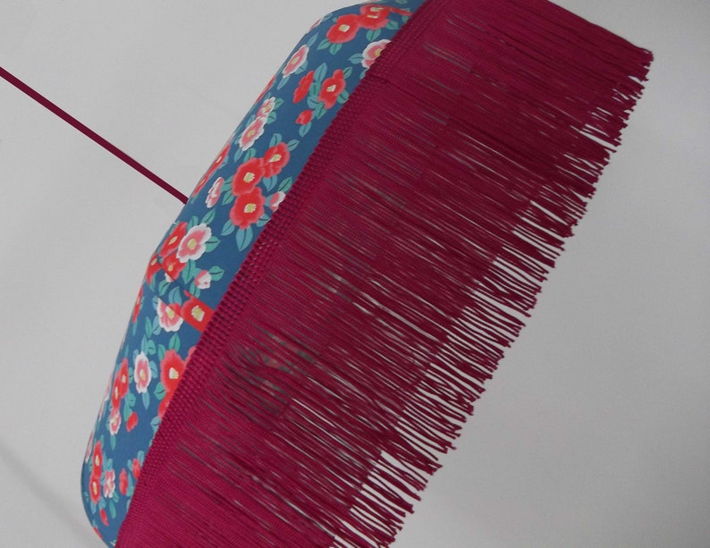 Retro pendant in Japanese paper with fringe Emilia. image 3