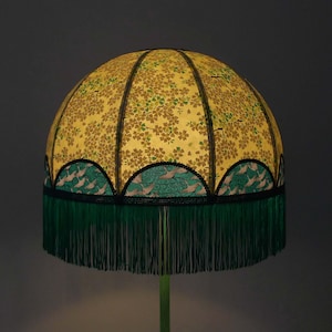 Japanese paper dome lampshade with fringe &quot;Kanika&quot;.