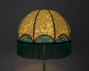 Japanese paper dome lampshade with fringe "Kanika".