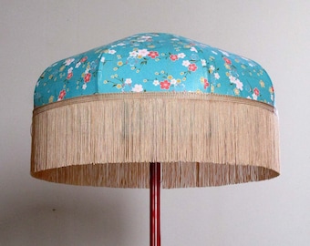 Retro lampshade in Japanese paper with fringe &quot;Mila or Kira&quot;, made to order.
