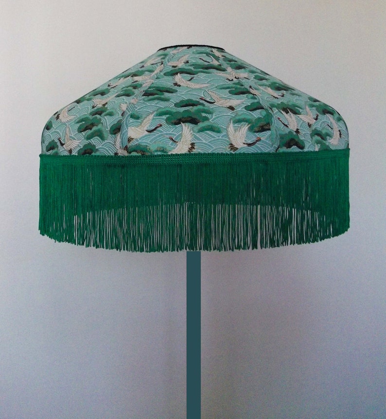 Retro lampshade in Japanese paper with fringe Mila or Kira, made to order. image 7