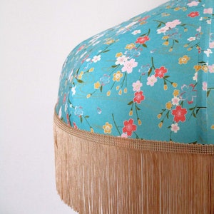 Retro lampshade in Japanese paper with fringe Mila or Kira, made to order. image 5