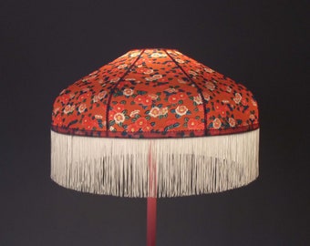 Japanese paper dome lampshade with fringe "Minerva".