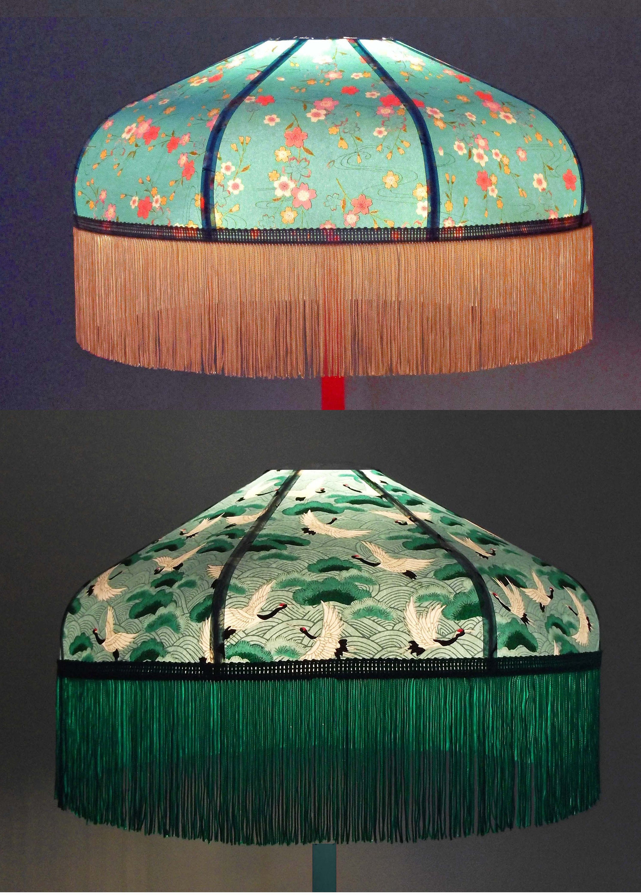 Retro Lampshade in Japanese Paper With Fringe mila or image