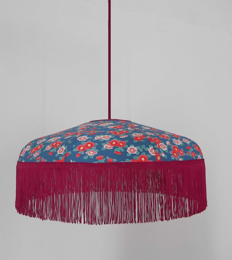 Retro pendant in Japanese paper with fringe Emilia. image 5