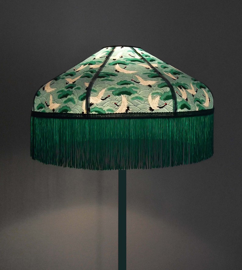 Retro lampshade in Japanese paper with fringe Mila or Kira, made to order. Kira