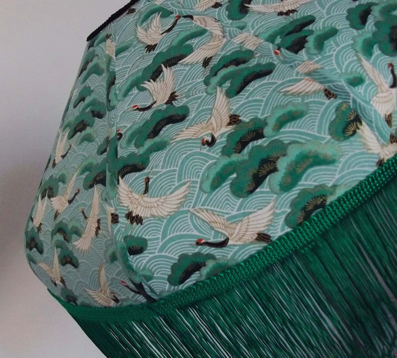 Retro lampshade in Japanese paper with fringe Mila or Kira, made to order. image 9