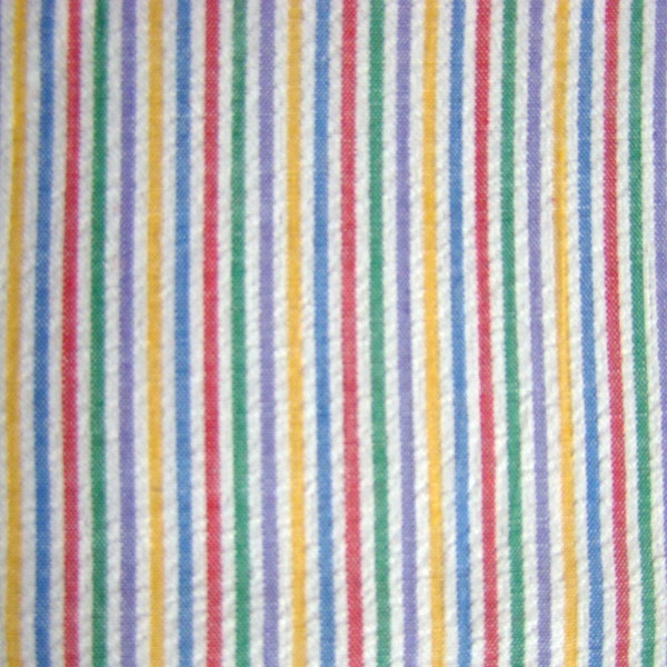 Vintage Primary Striped Seersucker Fabric by the yard - 36 inches x 60 inches