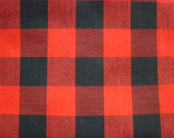 Vintage Red/Black Woven Check - Fabric by the yard - 36 inches x 44 inches