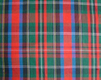 Vintage Large Tartan with Red Background/Green/Blue/Black/White/Yellow Plaid Lines - Fabric by the yard - 36 inches x 44.5 inches