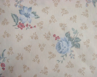 Vintage Floral - Ivory/Blue/Berry Fabric by the Yard - 36 inches x 48 inches