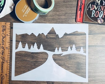 Mountain Road Stencil /Inking cover  Planner/Bullet Journal/Art Journal/Inking Stencil