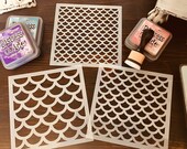 Mermaid Scale Stencil-Journaling Basics-planner stencil, cookie Stencil (in 3 sizes ) Distress Inking pattern, Dragon Scales, Dragon egg