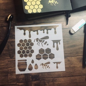 Honeybees Stencil /Inking cover Planner/Bullet Journal/Art Journal/Inking Stencil Bees image 1