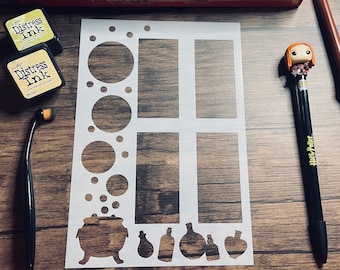 Potions Layout Stencil /Inking cover  Planner/Bullet Journal/Art Journal/Inking Stencil