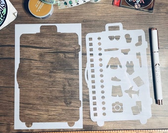 Packing List Stencil Set, Travel Planner, Art Journal (A5)
