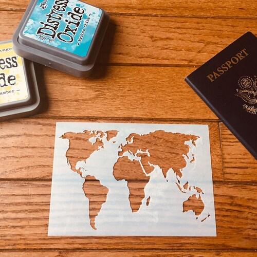 World Map Stencil-map Stencil Planner Stencil Travel  Etsy